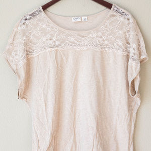 Cato Lace Shoulder Tee Top Plus Size
